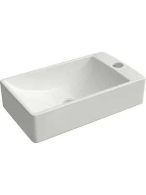 Раковина накладная Aqueduto 380х220х100, прямоугольная, мини правая, бел. глянцевая PEQR0210