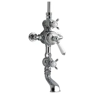 Смеситель для ванны/душа Devon&Devon MARF60CR настенный термостат, с коротким изливом, ручка белая, хром