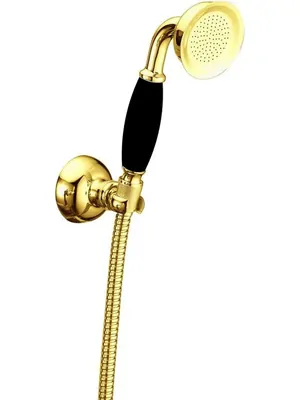 Душевой набор Boheme 408-B настенный держатель, ручной душ, шланг, золото