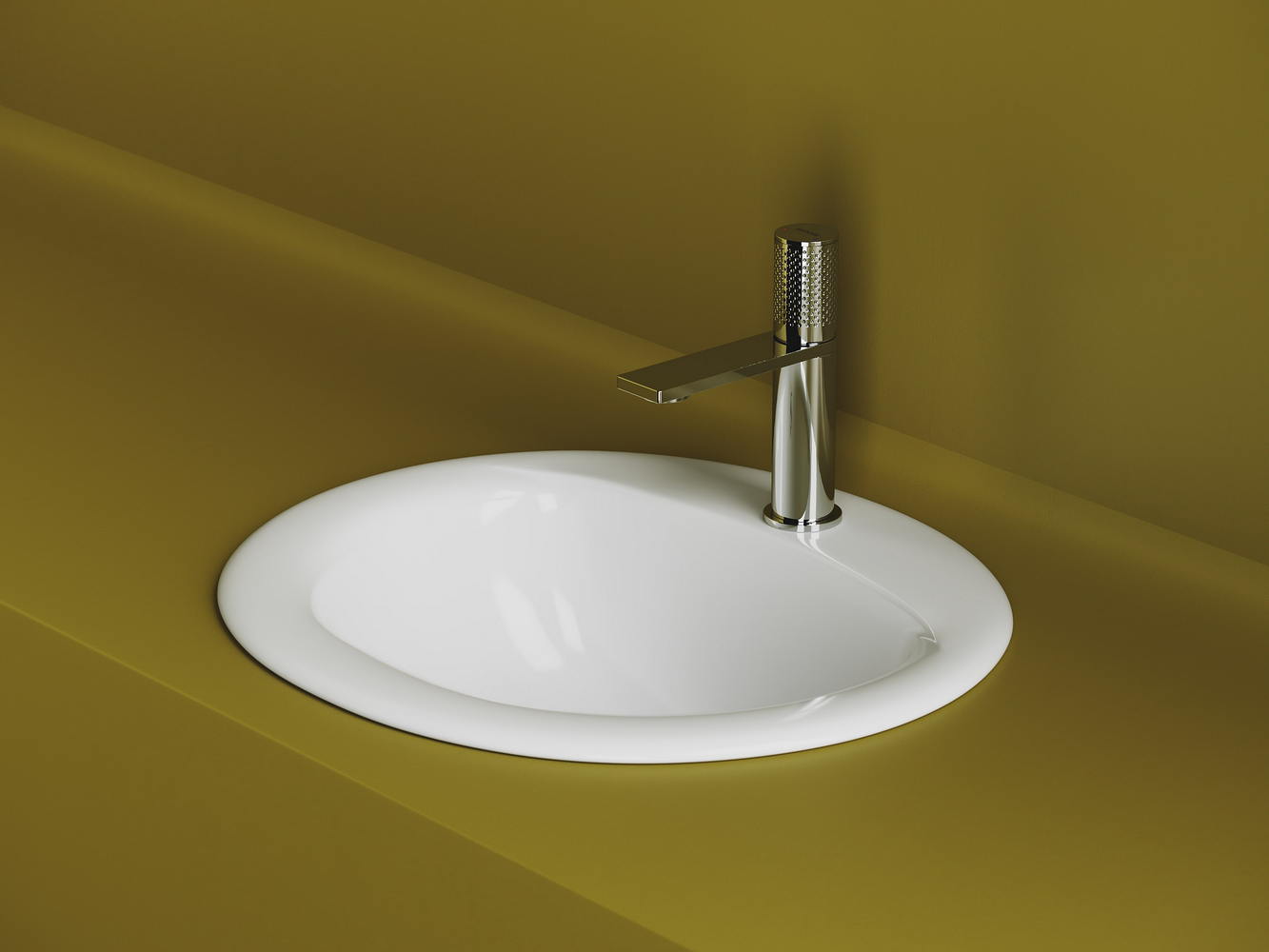 Раковина встраиваемая сверху CERAMICANOVA Sun, овальной формы, с отверстием слива - перелива, 515x455x200 мм, и шаблоном для установки, цвет белый, арт. CN6080