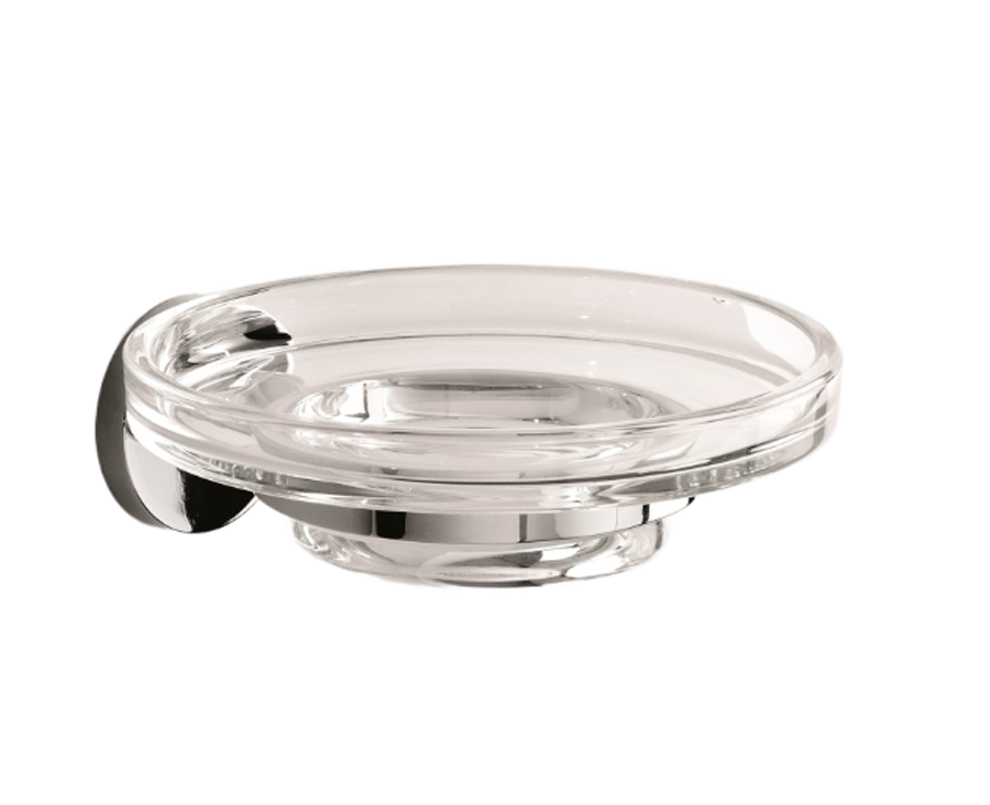 Мыльница INDA ONE A24110CR03 , настенная, цвет держателя хром, чашка экстра прозрачное стекло