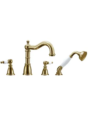 Смеситель Boheme 391 на борт ванны, с душевым гарнитуром, двухзахватный, бронза