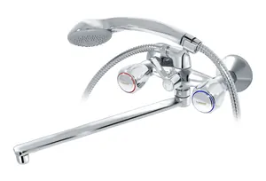 Смеситель для ванны VARION Armaturen 7019 18 1 шаровый перекл.,резин. кр.,плоский излив 400мм