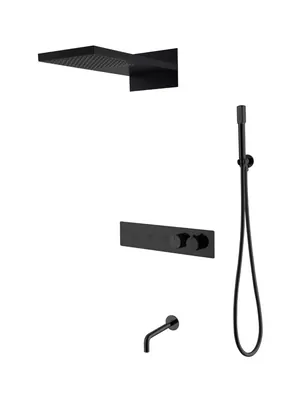 Душевая система Boheme 131-2-B встраиваемая, термостат, верхний/ручной душ, излив, черный