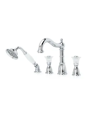 Смеситель Boheme Camelia на борт ванны, с душевым гарнитуром, двухзахватный, хром 396-Camelia