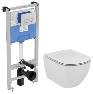 Инсталляция Ideal Standard ProSys 120P клавиша хром + Унитаз Rimless + сиденье микролифт PR386801