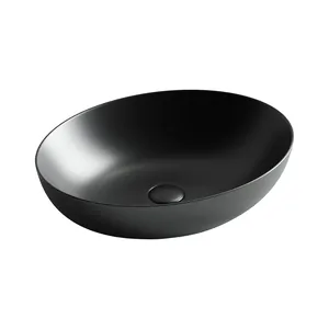 Раковина накладная Ceramicanova 520х395х130 овальная, без перелива, черный мат. CN6017MB