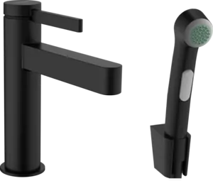 Смеситель Hansgrohe Finoris 76210670 для раковины, с гигиеническим душем, матовый черный