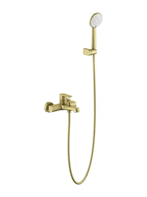 Смеситель для ванны/душа Aquatek AQ1249BG настенный, с душевым гарнитуром, золото шлифованное