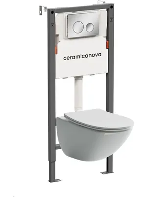 Комплект Подвесной унитаз Mono Rimless+Система инсталляции , кнопка Circle, хром глянцевый CN1905_121001CH