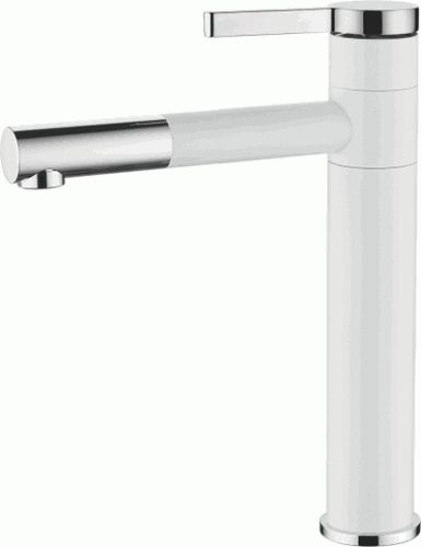 Смеситель Ledeme для раковины, поворотный излив, однозахватный, белый/хром L1152-2