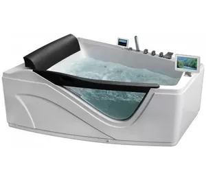 Гидромассажная угловая ванна Gemy G9056 O L (1700х1300х750) со вставкой из прозрачного стекла, TV 8"