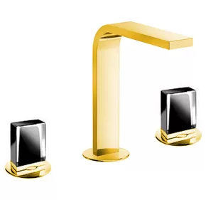 Смеситель Fantini на раковину трехсекционный с донным клапаном, излив164мм, золото 2901N504S