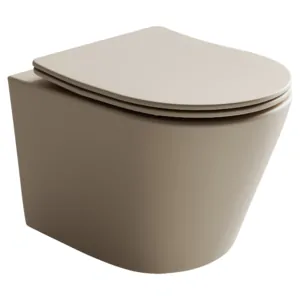 Унитаз подвесной Ceramicanova 490х365х360 безодбодковый, сиденье м/л, капучино CN6000MC