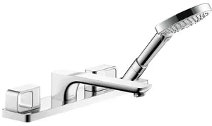 Смеситель Axor 11443 на борт ванны на 4 отверстия, излив 198 мм, ручной душ, хром