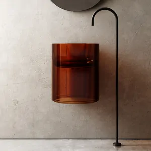 Раковина подвесная ABBER 422x422x500 круглая, коричневая AT2704Opal