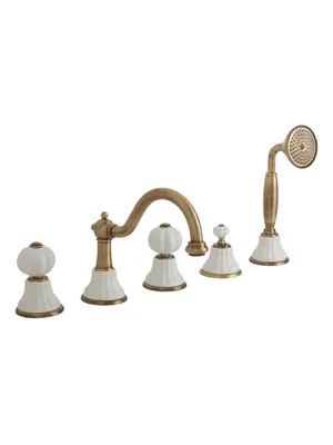 Смеситель на борт ванны Migliore на 5 отв., белый/бронза ML.OLV-5880.BI.BR