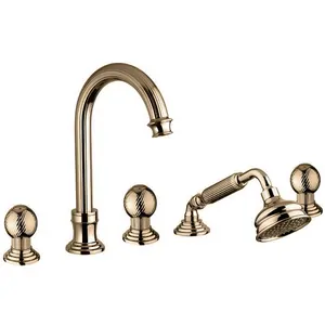 Смеситель CEZARES -BVD-02-M на борт ванны, 5 отверстий, выдвижной душ, бронза/ручки металл