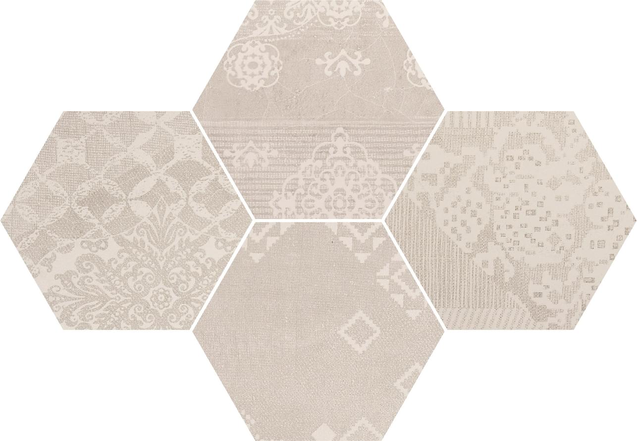 декор Gesso Esagona Patchwork Natural White 25.5x29.4