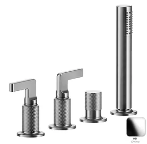 Смеситель на борт ванны Gessi 58043.031 на 4 отв., ручной душ, наполнение через перелив, хром