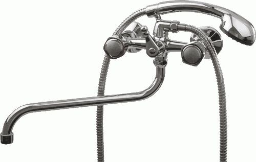 Смеситель Ledeme Н09 настенный, для ванны и душа,с душевой лейкой, поворотный излив, хром L2109