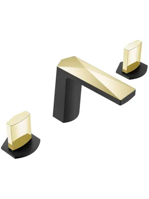 Смеситель Boheme для раковины, на 3 отверстия, двухзахватный, черный+золото 150-BG-ICE
