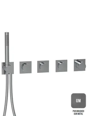 Смеситель для душа Almar термостат. встраиваемый на 3 потребителя, цвет оружейный металл брашированный E180434.GM