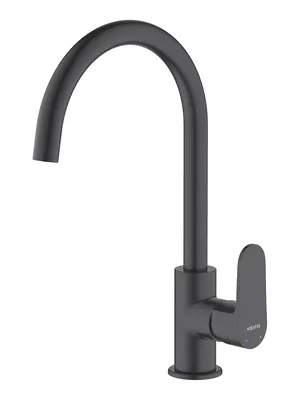 Смеситель для кухни Aquatek AQ1282MB однозахватный, поворотный излив 245мм, черный матовый