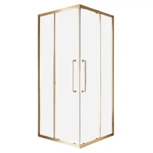 Душевой уголок CEZARES (1000х1000х2000) -304-A-2-100-C-BORO стекло прозрачн./браш. золот