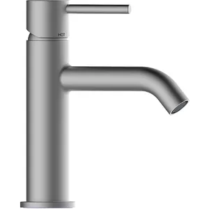 Смеситель для раковины Bossini -M Z00701094 однозахватный, низкий излив, донный клапан, никель