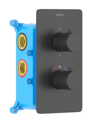 Смеситель для ванны/душа Aquatek AQ1393MB встраеваемый, термостат, 3 режима, черный матовый