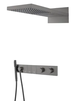 Душевая система Boheme 133-GM встраиваемая, термостат, верх./ручной душ, графит