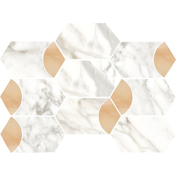 Vallelunga Luce Grey Esagona Rame Lusso 26x35 глянцевая