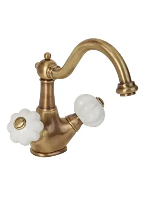 Смеситель для раковины Migliore с д/клапаном, белый/бронза ML.OLV-5834.BI.BR