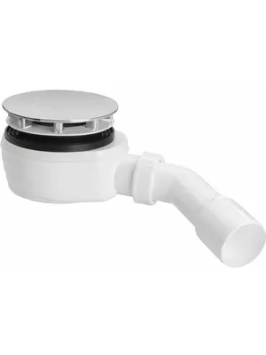 Сифон для душевых поддонов PLASTBRNO 90/40 хром, низкий, изгиб 45°, 40/50, фильтр, EWCN942
