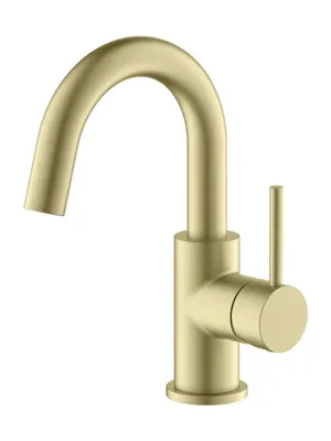 Смеситель для раковины Aquatek AQ1307BG однозахватный, излив 132мм, б/дон. клап., зол. шлиф