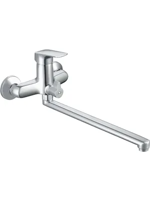 Смеситель для ванны Aquatek AQ1042CR настенный, однозахватный, длинный излив 320мм, цвет: хром