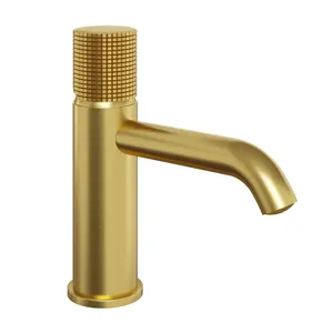 Смеситель для раковины Paini однозахватный,низкий излив,без д/к,золото браш. 7GPJ205O