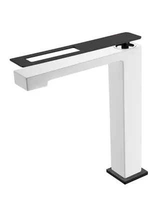 Смеситель Boheme 142-WB для раковины, на 1 отверстие, однозахватный, белый+черный