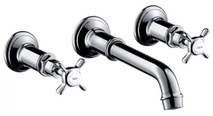 Смеситель Axor 16532 для умывальника двухзахватный настенный на 3 отверстия, излив 225 мм