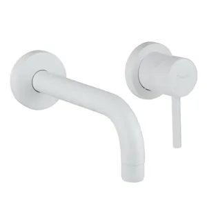 Смеситель для раковины Giulini F6520-25BO настенный, однозахватный, излив 250 мм, белый мат