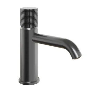 Смеситель для раковины Paini однозахватный,низкий излив,без д/к,черный браш. 7GPZ205O