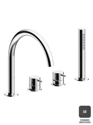 Смеситель на борт ванны Almar на 4 отверстия, с ручным душем, цвет черный брашированный E214006.AB