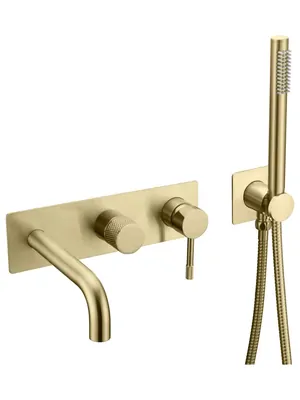 Смеситель Boheme 464-3-MG для ванны/душа,встраиваемый, однозахватный, с ручным душем, золото мат