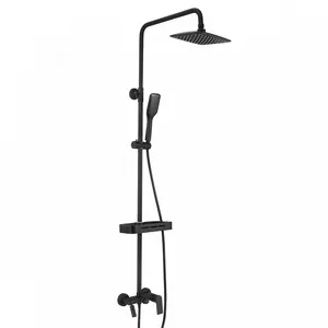 Душевая система Lemark LM7002BL смеситель ванна/душ, верхний и ручной душ, черная