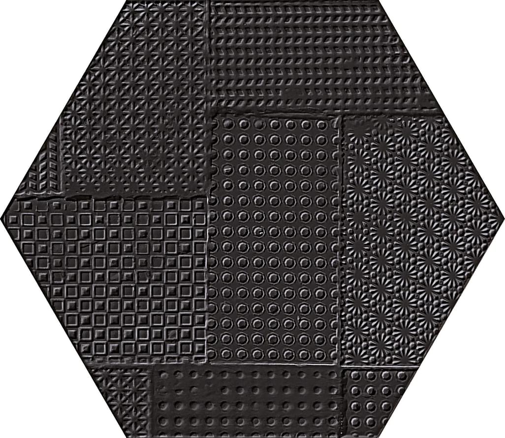 декор Sixty Esagona Timbro Nero Assoluto Silktech 21x18.2