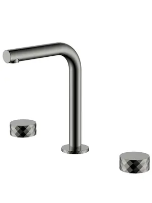 Смеситель Boheme 152-SGM для раковины, на 3 отверстия, двухзахватный,ручки diamond, графит гл