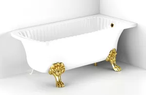 Ванна MIGLIORE ANG 174x83 на 2-х лапах "MIGLIORE", установка к стене, белая/золото 25444