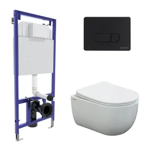 BERGES комплект инсталляция NOVUM 525, клавиша D5 черный мат., унитаз VENTAS Rimless, сиденье 043238