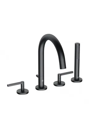 Смеситель KLUDI Puristic на борт ванны, на 4 отв., с душ. гарнитуром, черный 204253915